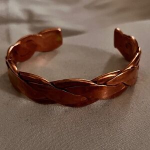 Vintage Solid Copper Cuff Bracelet Braided Twisted Rope Adjustable Hand Made